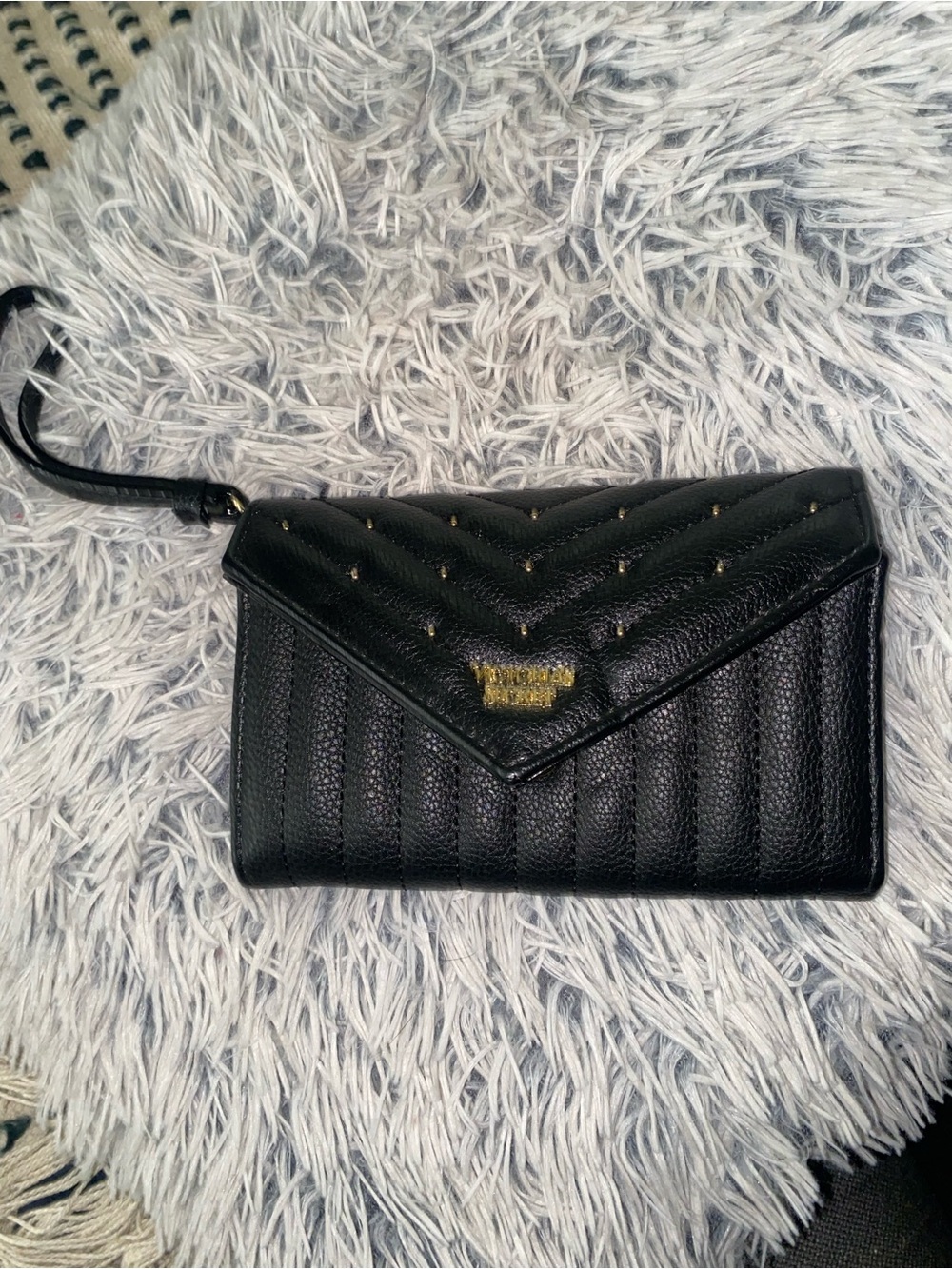 Victoria's Secret Black Quilted Wristlet Clutch